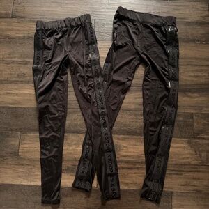 THE KOOPLES 2 Pair of Chic Slimming Side Stripe Logo Leggings Sz 1/S NEW $490